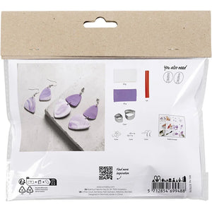 Mini Craft Kit Jewellery Clay Marbled Earrings Lilac