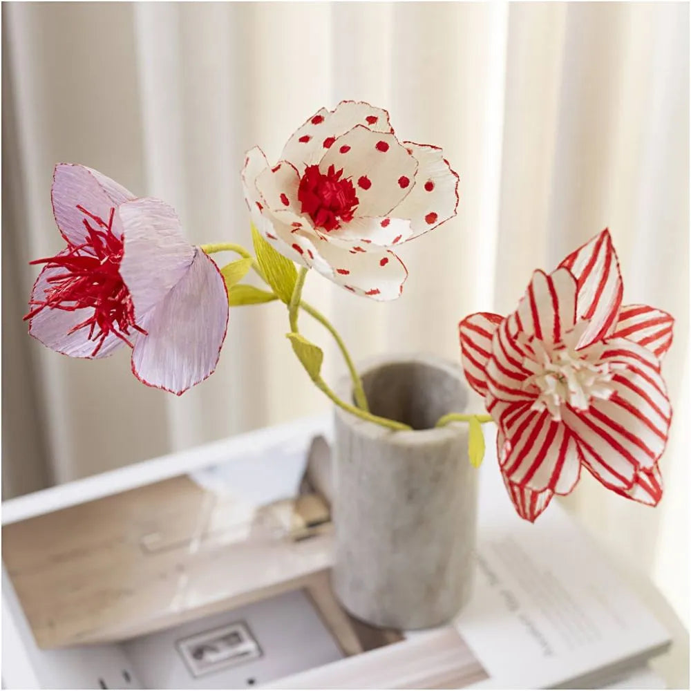 Mini Craft Kit Crepe Paper - Pastel Colour Flowers