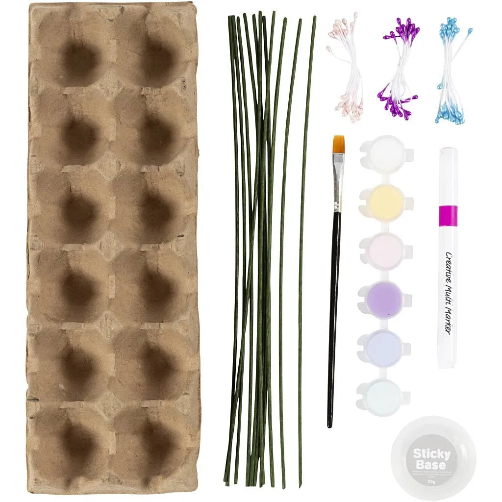 Craft Kit Egg Carton Flowers - Pastel Colours