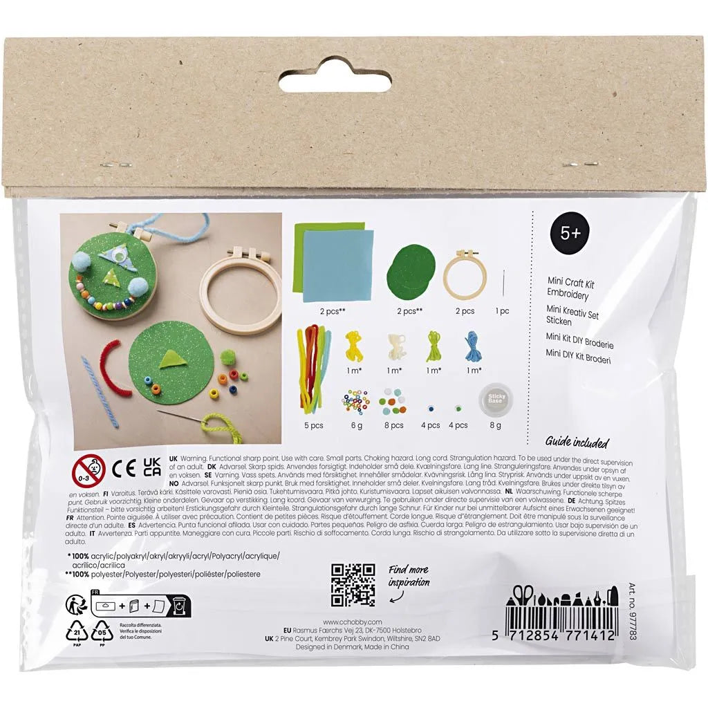Mini Craft Kit Embroidery - Blue & Green Faces