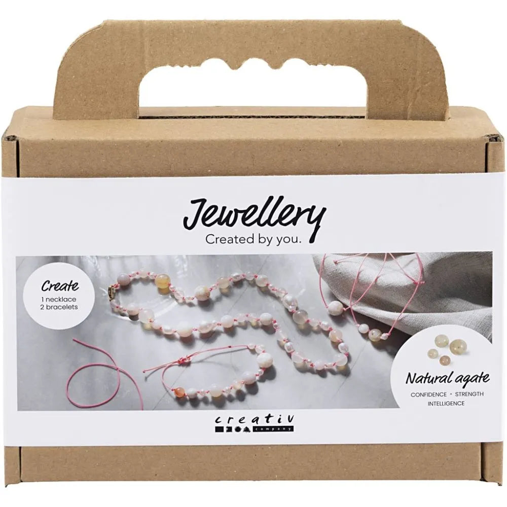 Mini Craft Kit Jewellery - Natural Agate Necklace & Bracelet