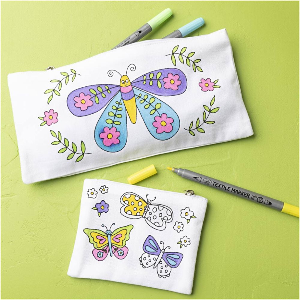 Mini Craft Kit - Textile Colouring Butterflies (Pastel Colours)