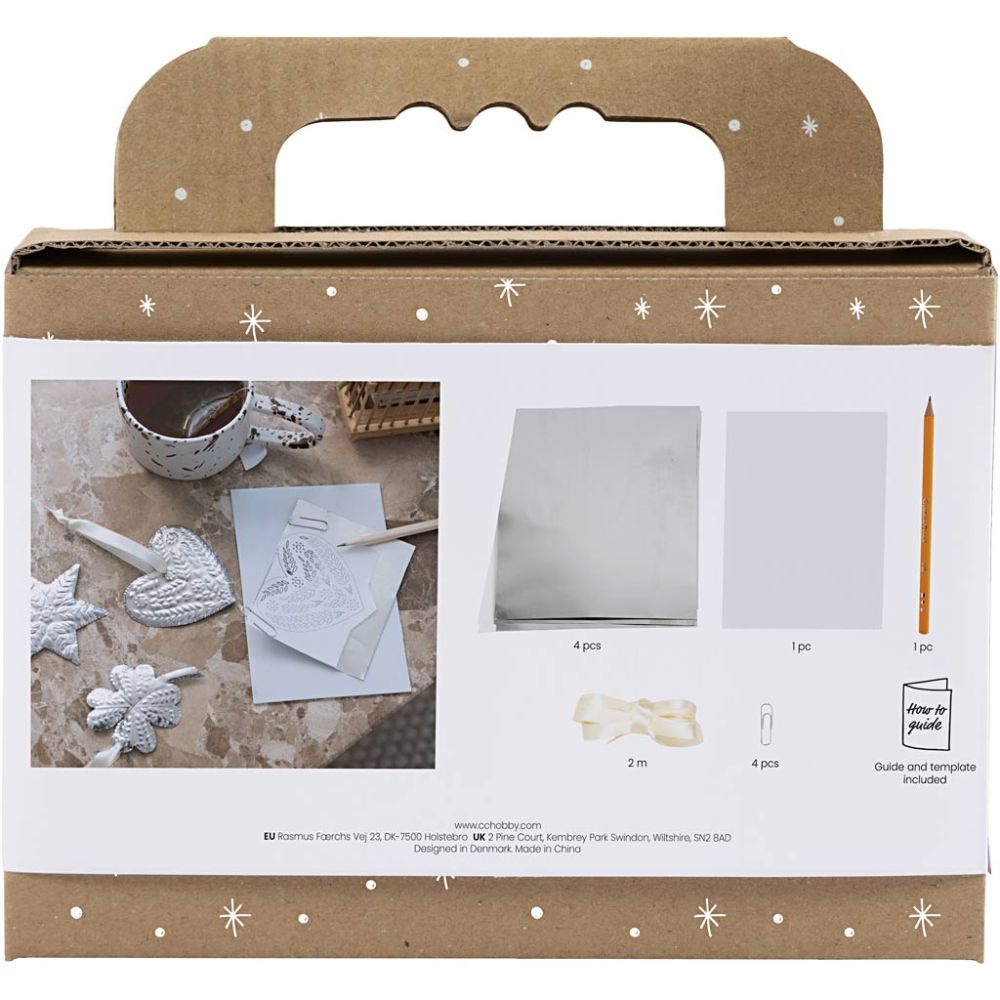 Mini Craft Kit Decoration - Silver Metal Christmas Ornaments