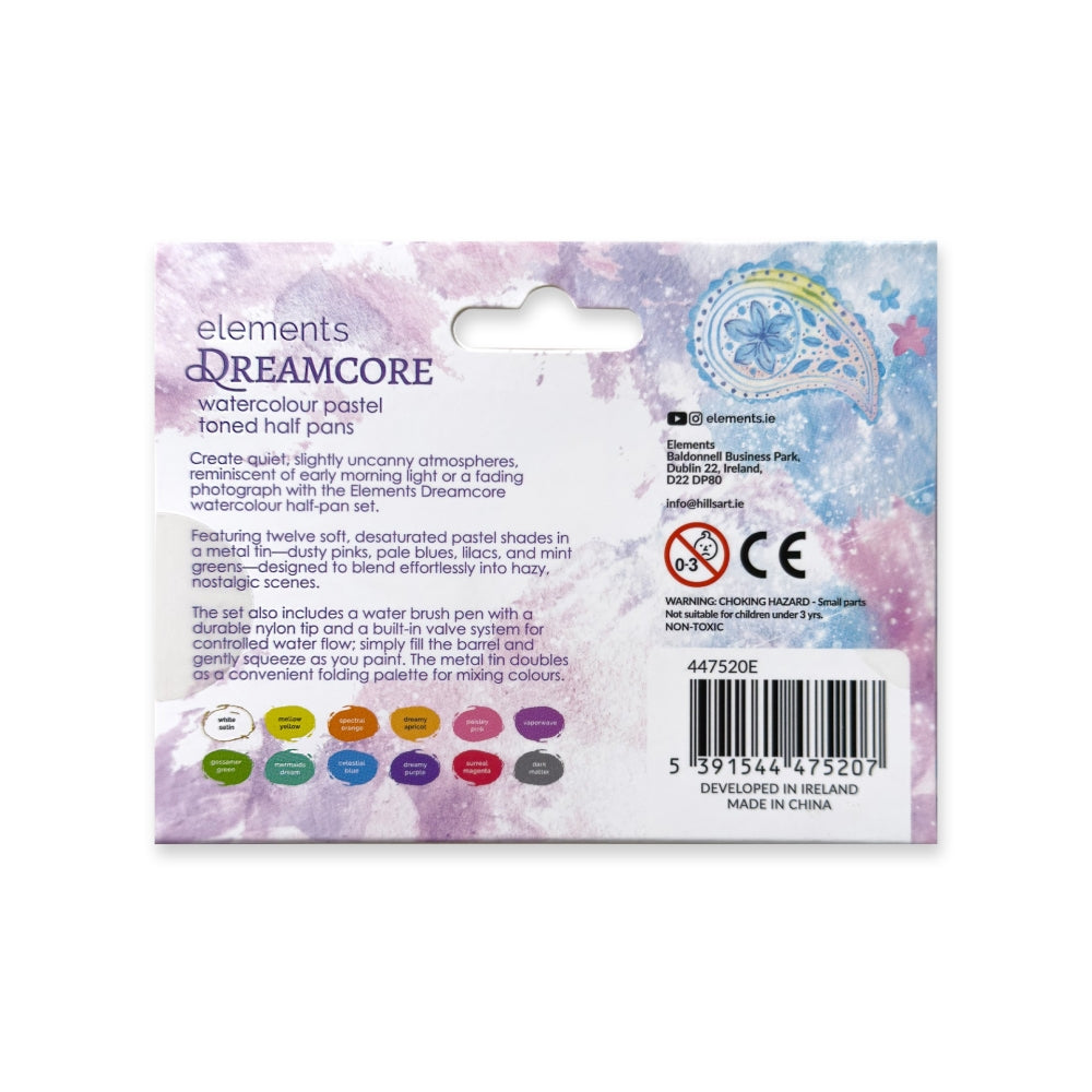 Elements Dreamcore Watercolour Pastel Tones Metal Tin (12 Pieces)
