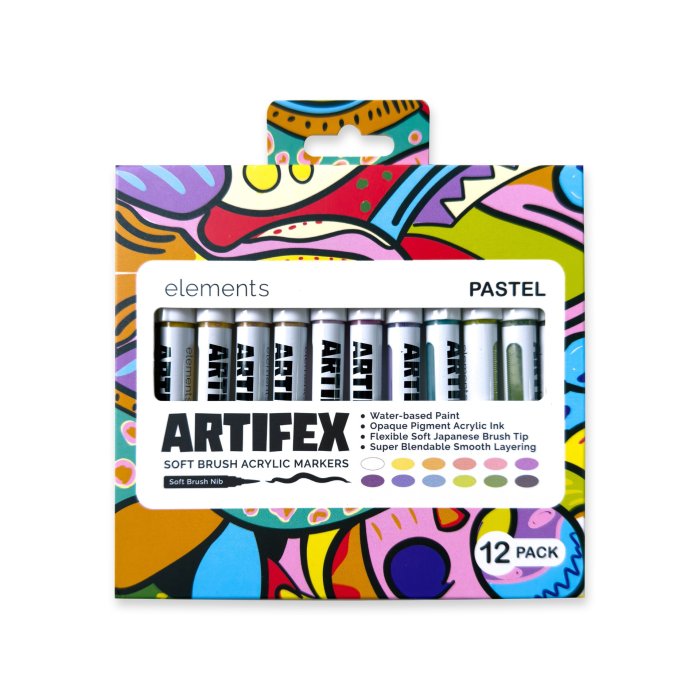 Elements Artifex Acrylic Marker - Flexi Brush (Set of 12)