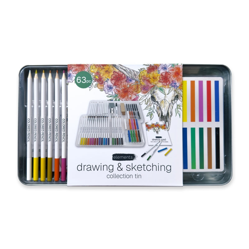 Elements Drawing & Sketching Collection Tin (64 Pieces)