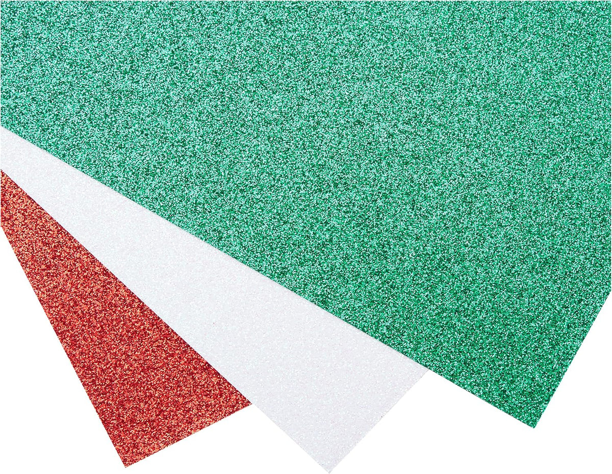 Dovecraft A5 Premium Adhesive Glitter Card - Festive Colours (12 Sheets)