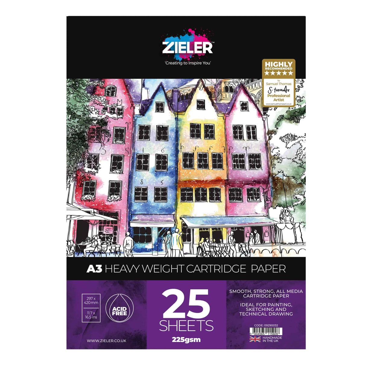 Zieler A3 Cartridge Paper Pad - 25 Sheets