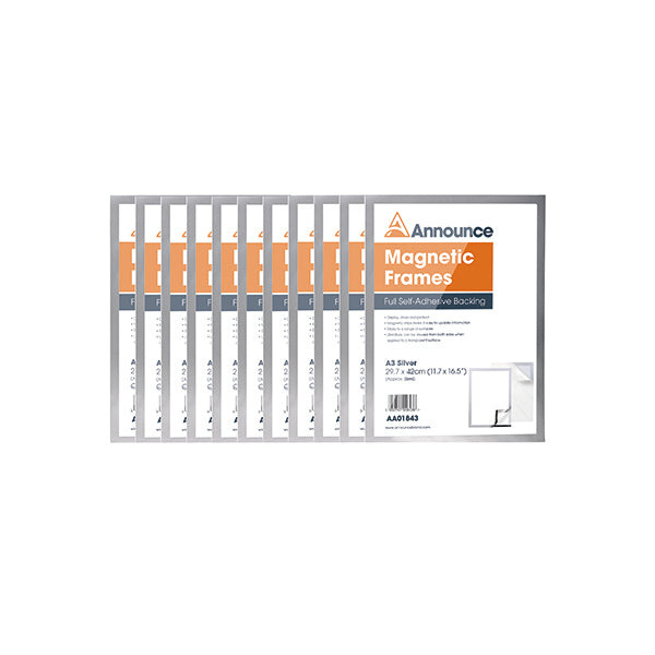 Announce Magnetic Frame A3 Silver (Pack of 10) AA01845