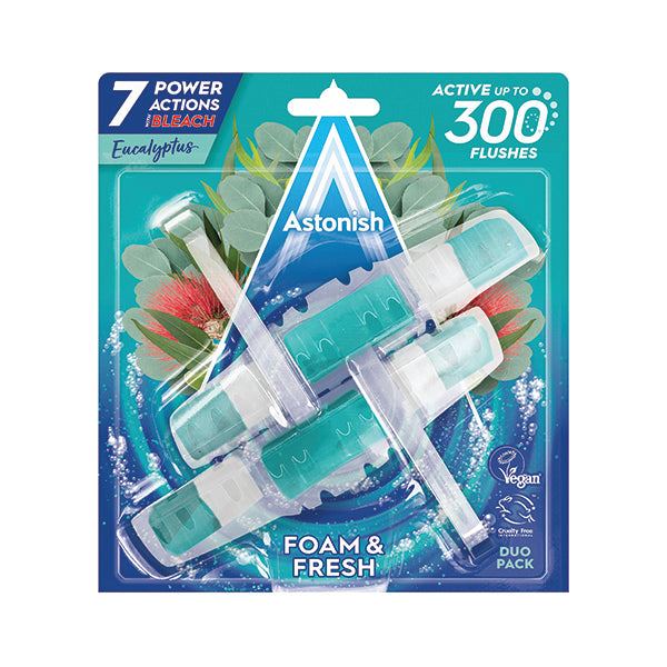Astonish Foam and Fresh Eucalyptus Toilet Rim Block Twinpack (Pack of 9) C2115