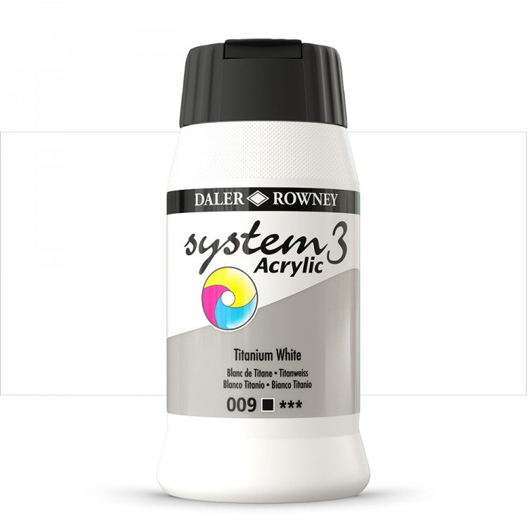 Daler Rowney System3 Titanium White 500ml Acrylic Paint Tube