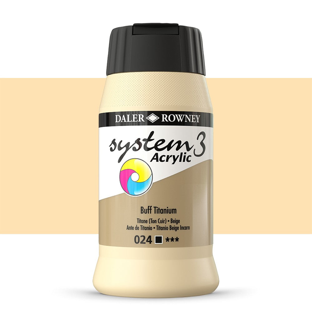 Daler Rowney System3 Buff Titanium 500ml Acrylic Paint Tube