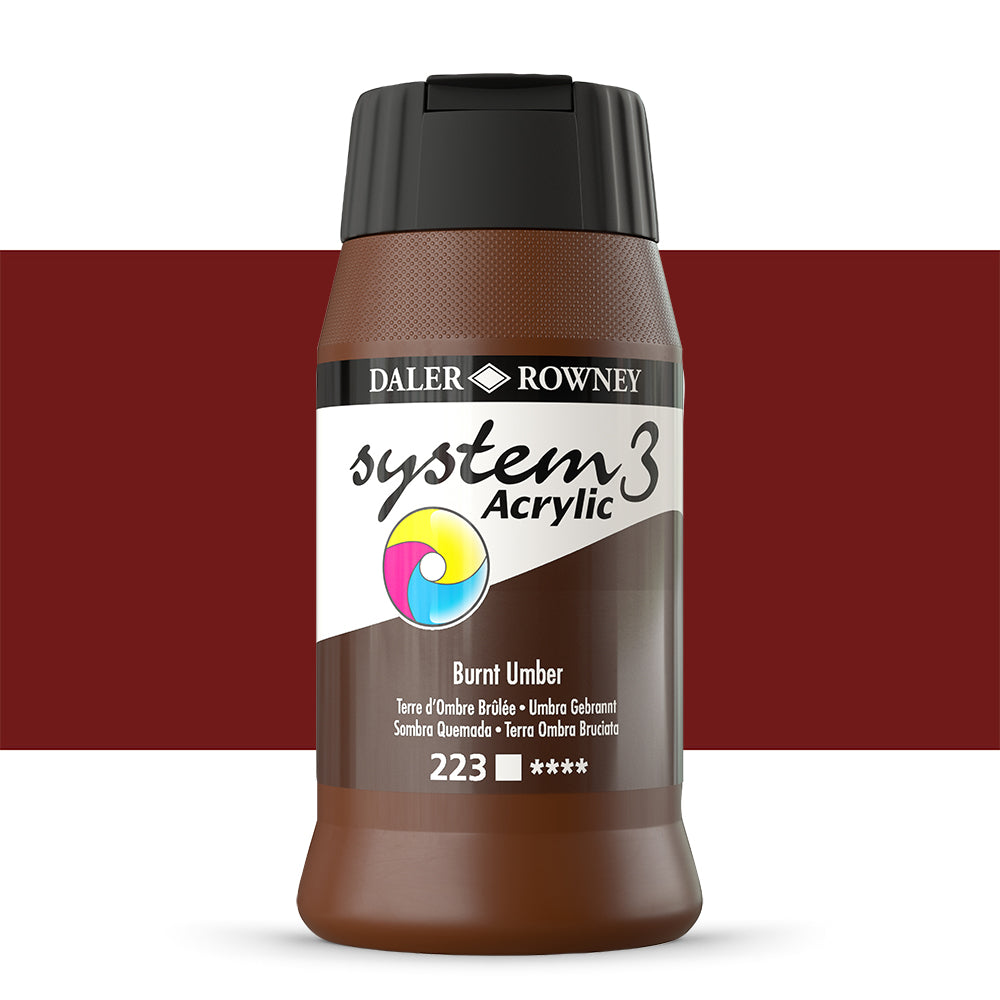 System3 500ml Acyrlic Paint - Burnt Umber
