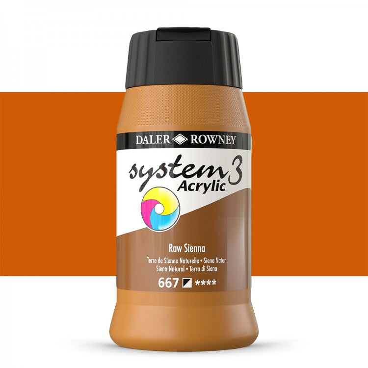 Daler-Rowney System3 Acrylic Paint Raw Sienna 500ml