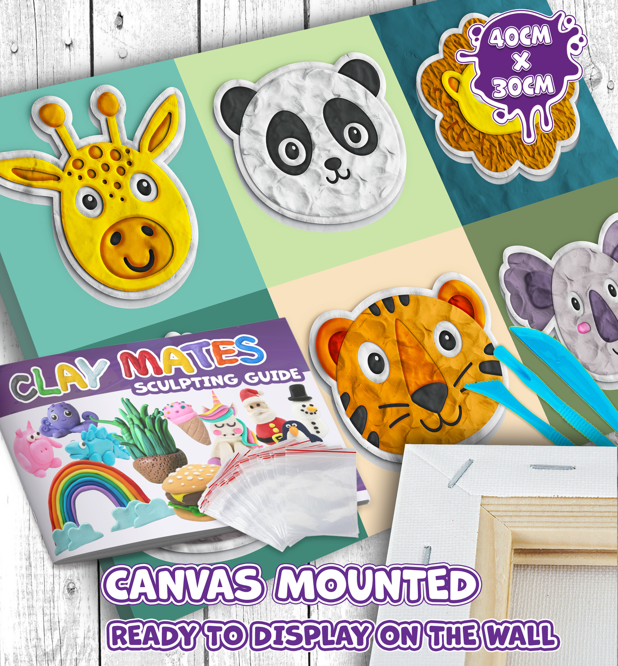 Clay Painting Kit 40x30cm - Animals