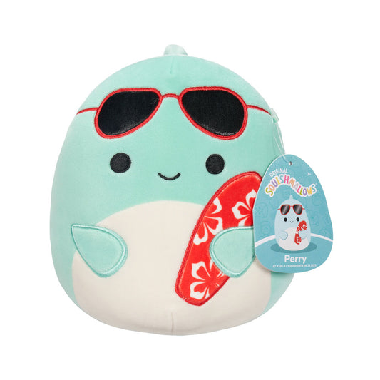 Squishmallows 7.5 Inch Perry Teal Dolphin with Sunglasses