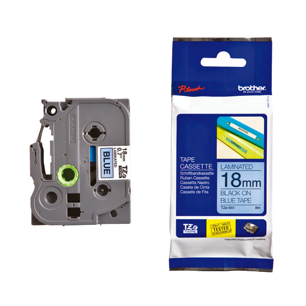 Brother TZe P-Touch Labelling Tape 18mm x 8m Black on Blue TZE541