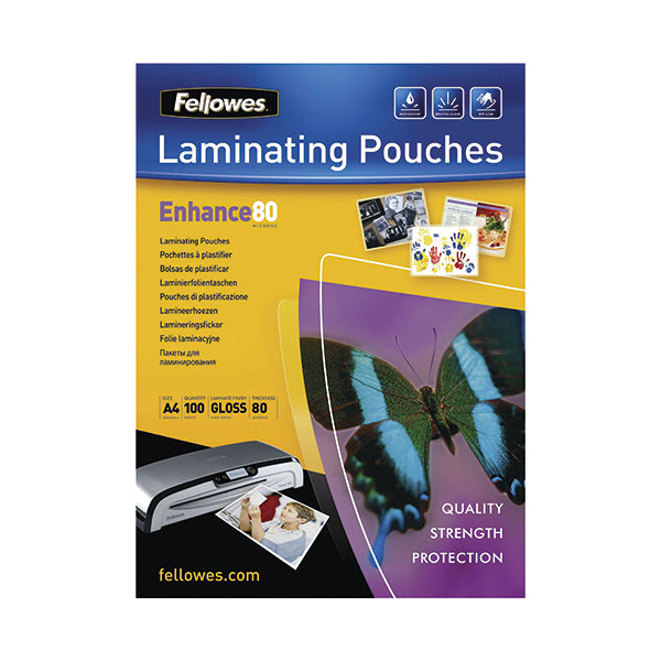Fellowes A4 Self Adhesive Enhance Laminating Pouches(Pack of 100)53022