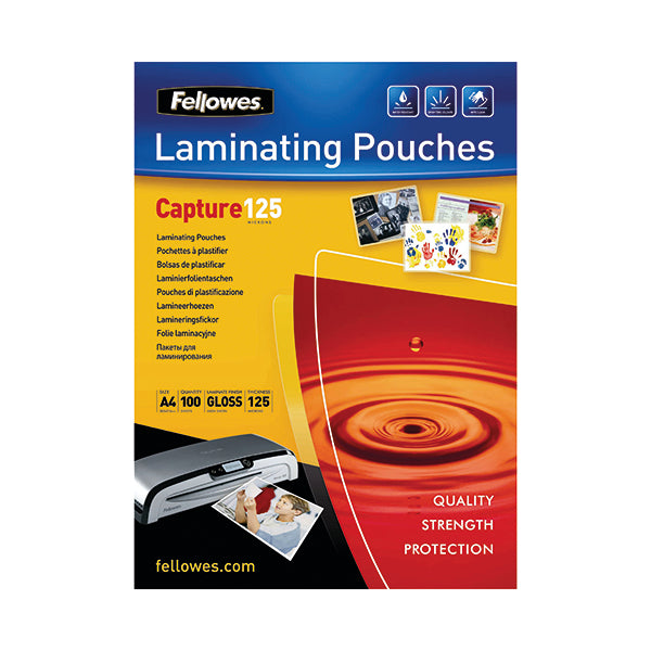 Fellowes A4 Capture Laminating Pouch 250 Micron (Pack of 100) 55307401
