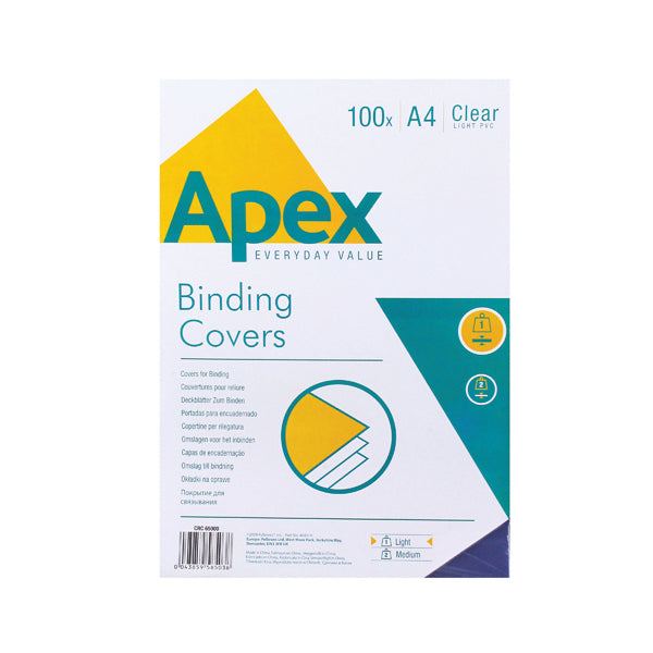 Fellowes Apex A4 Lightweight PVC Covers Clear (Pack of 100) 6500001