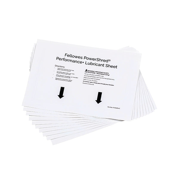 Fellowes Powershred Performance+ Lubricant Sheets (Pack of 10) 4025601