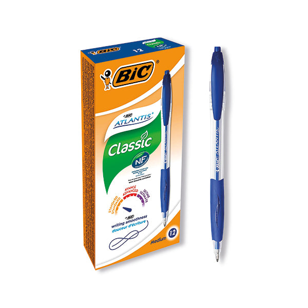 Bic Atlantis Ballpoint Pen Medium Blue (Pack of 12) 1199013670