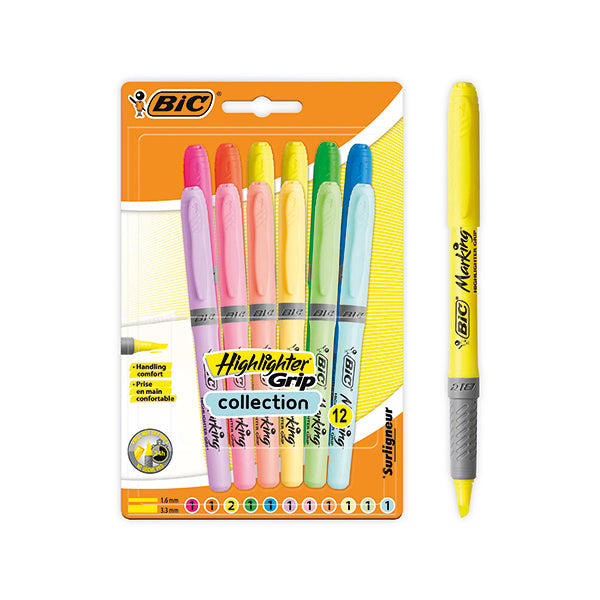 Bic Highlighter Grip Pastel Assorted (Pack of 12) 992562