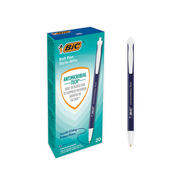 Bic Clic Stic Antimicrobial Ballpoint Pen Blue (Pack of 20) 500462