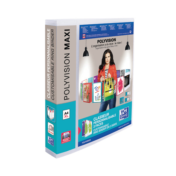 Oxford Polyvision A4 Maxi 30mm 4 D-Ring Presentation Binder (10 Pack) 100080798