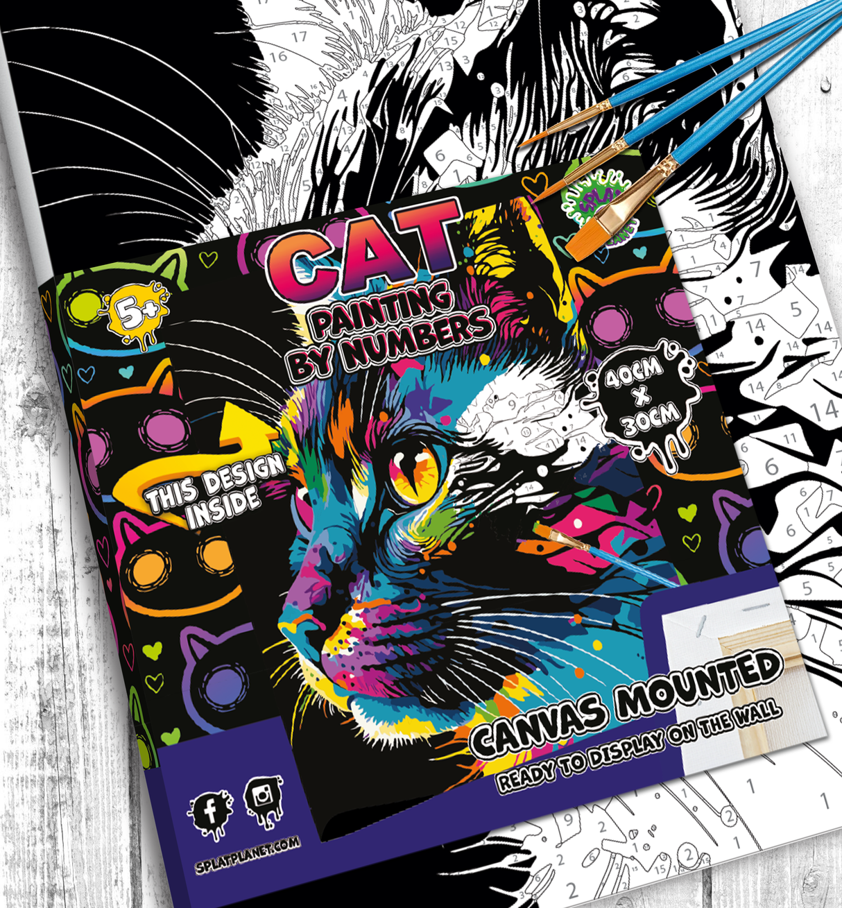 Brightly Coloured Cat Paint By Numbers Splat Planet
