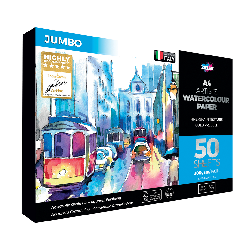Zieler Jumbo A4 Artists Watercolour Paper - 50 sheets