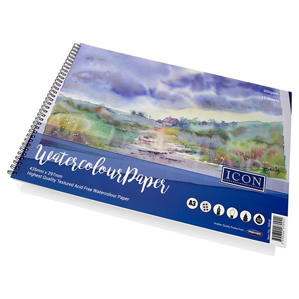 Icon A3 300gsm Watercolour Pad 12 Sheets