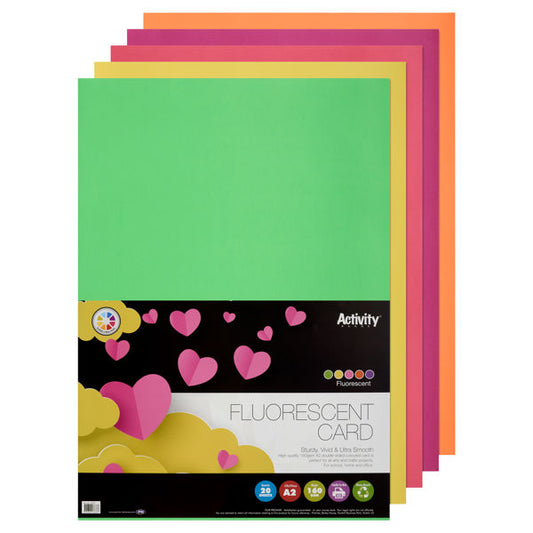 A2 Card 20 Sheets - Fluorescent Colours