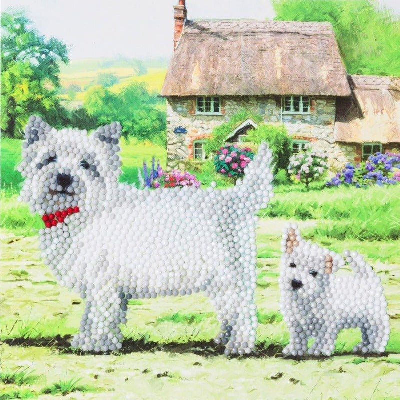 Crystal Art Card Kit - Westie Dogs