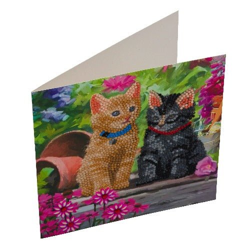 Crystal Art Card Kit 18 x 18cm - Cat Friends