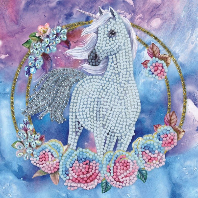 Crystal Art Card Kit 18x18cm - Unicorn Garland