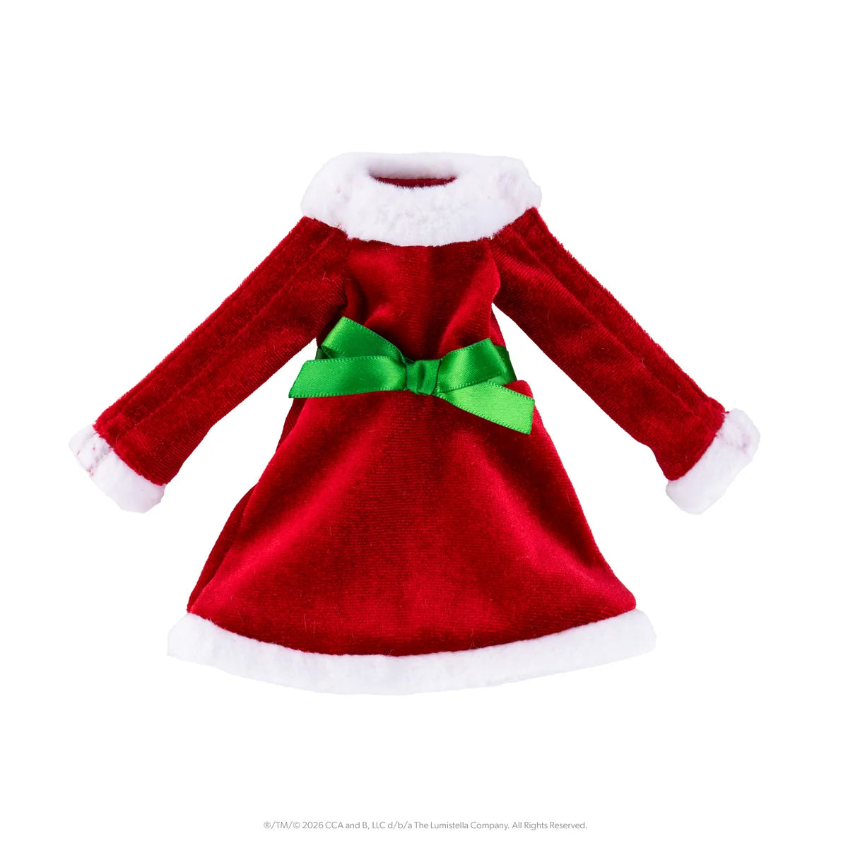 Elf on the Shelf Claus Couture - Red Dress with Green Bow