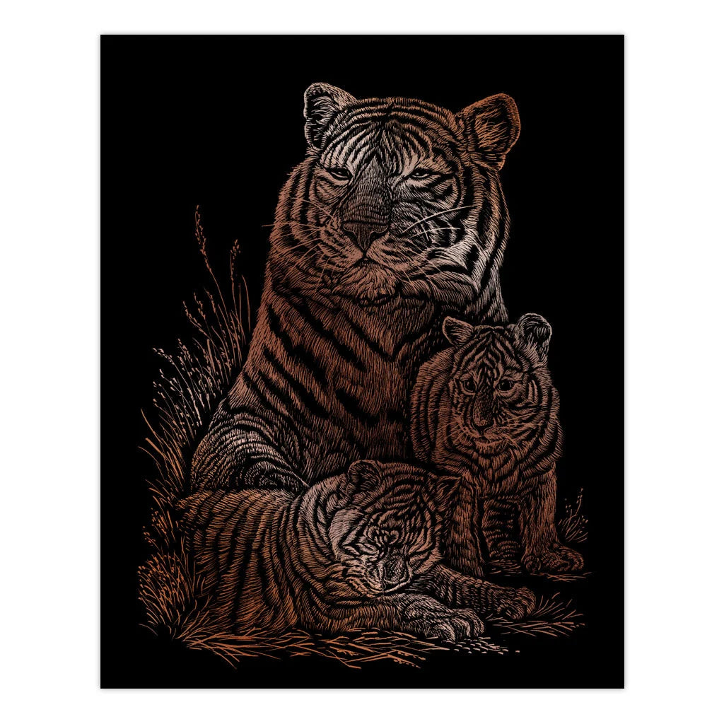 Copper Engraving Art Set - Tiger & Cubs