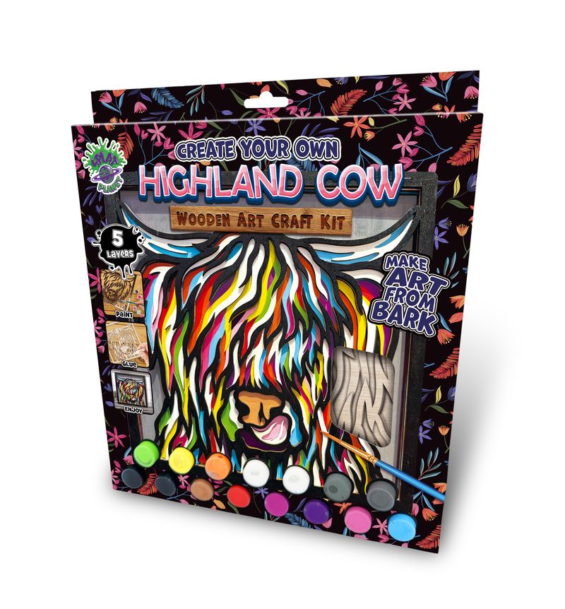 Splat Planet Wood Art Kit - Highland Cow