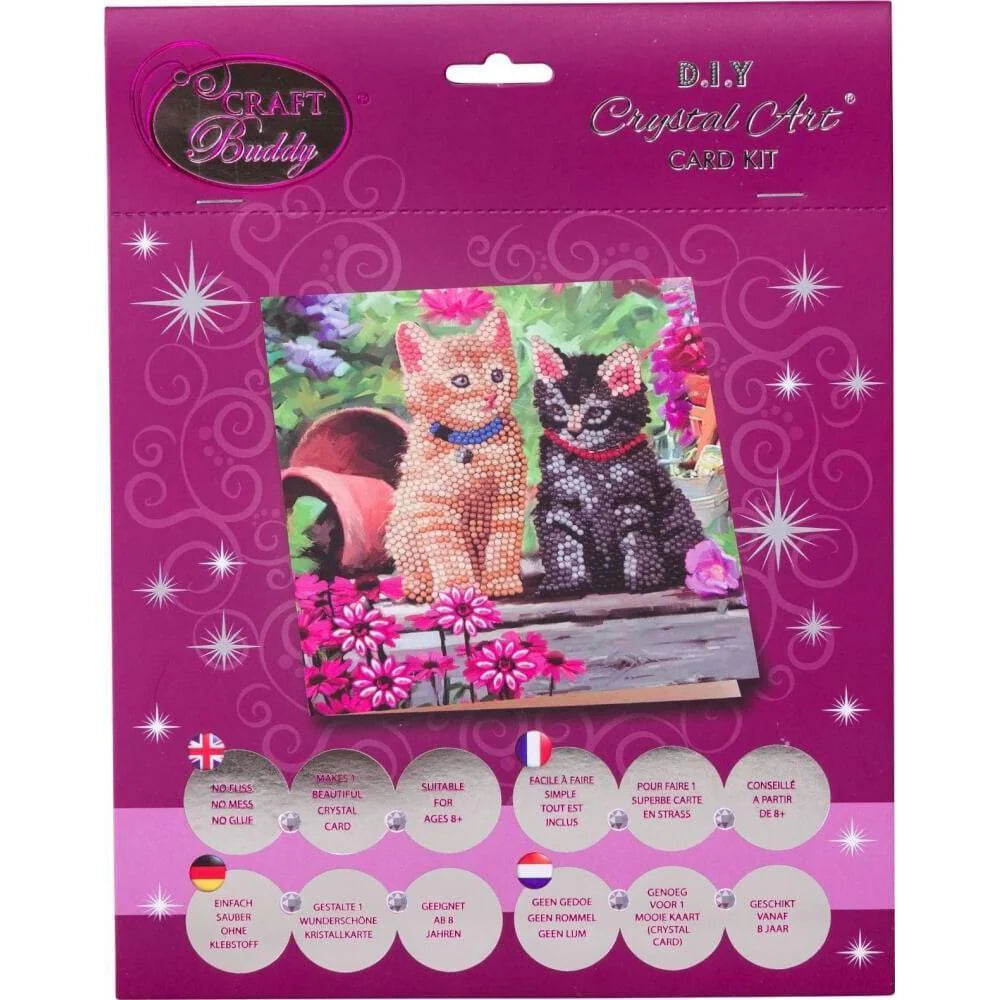 Crystal Art Card Kit 18 x 18cm - Cat Friends