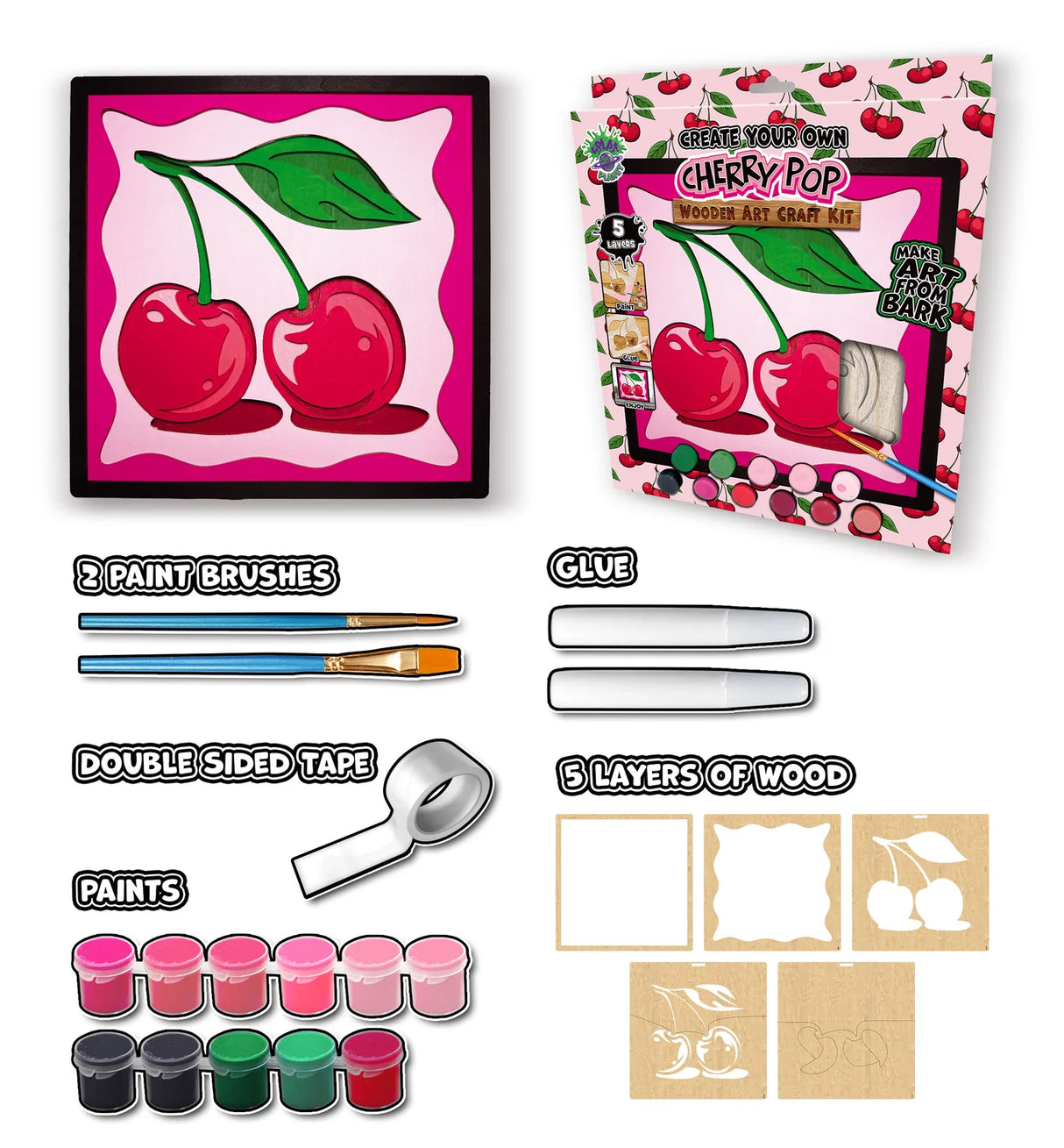 Splat Planet Wood Art Kit - Cherry Pop