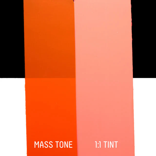 Color swatch with orange and pink vertical stripes on a white background, labeled 'MASS TONE 1:1 TINT'.