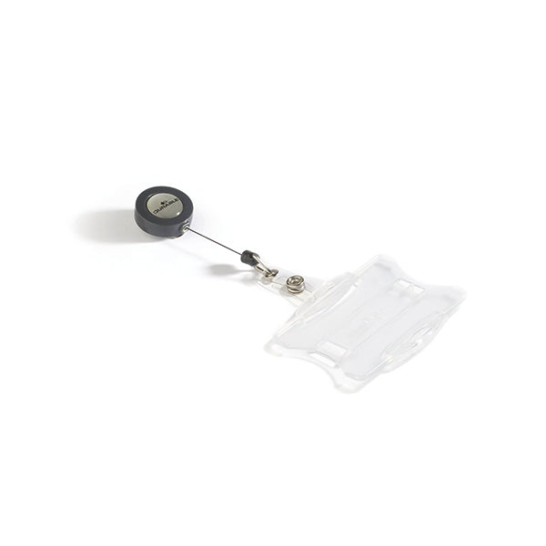 Durable Security Pass Holder with Badge Reel 54x85mm Clear (Pack of 10) 801119