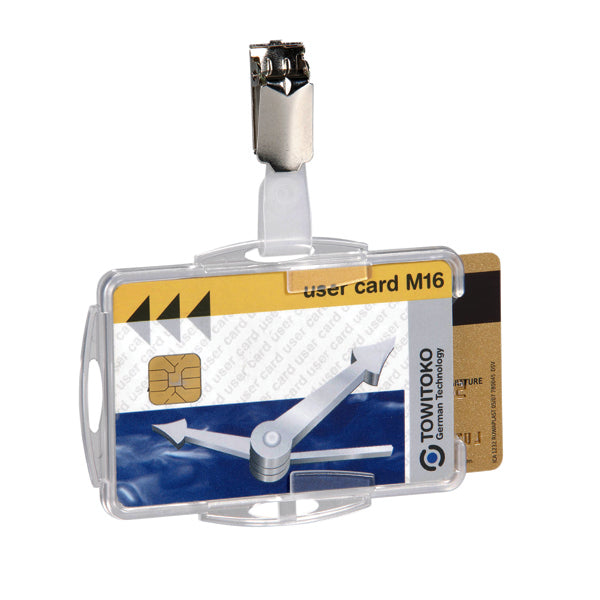 Durable Duo Security Pass Holder with Clip 54x85mm Clear (Pack of 25) 8218/19