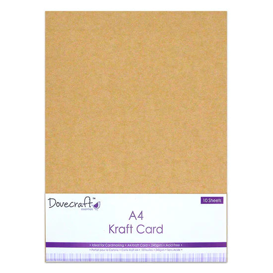 Dovecraft Premium A4 240gsm Card - Kraft (10 Pack)