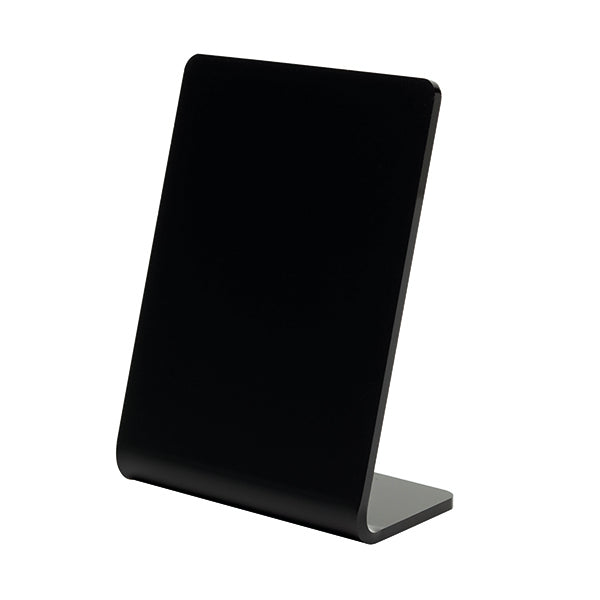 Deflecto Slanted Display Sign Acrylic A7 Portrait Black SSPA714-2