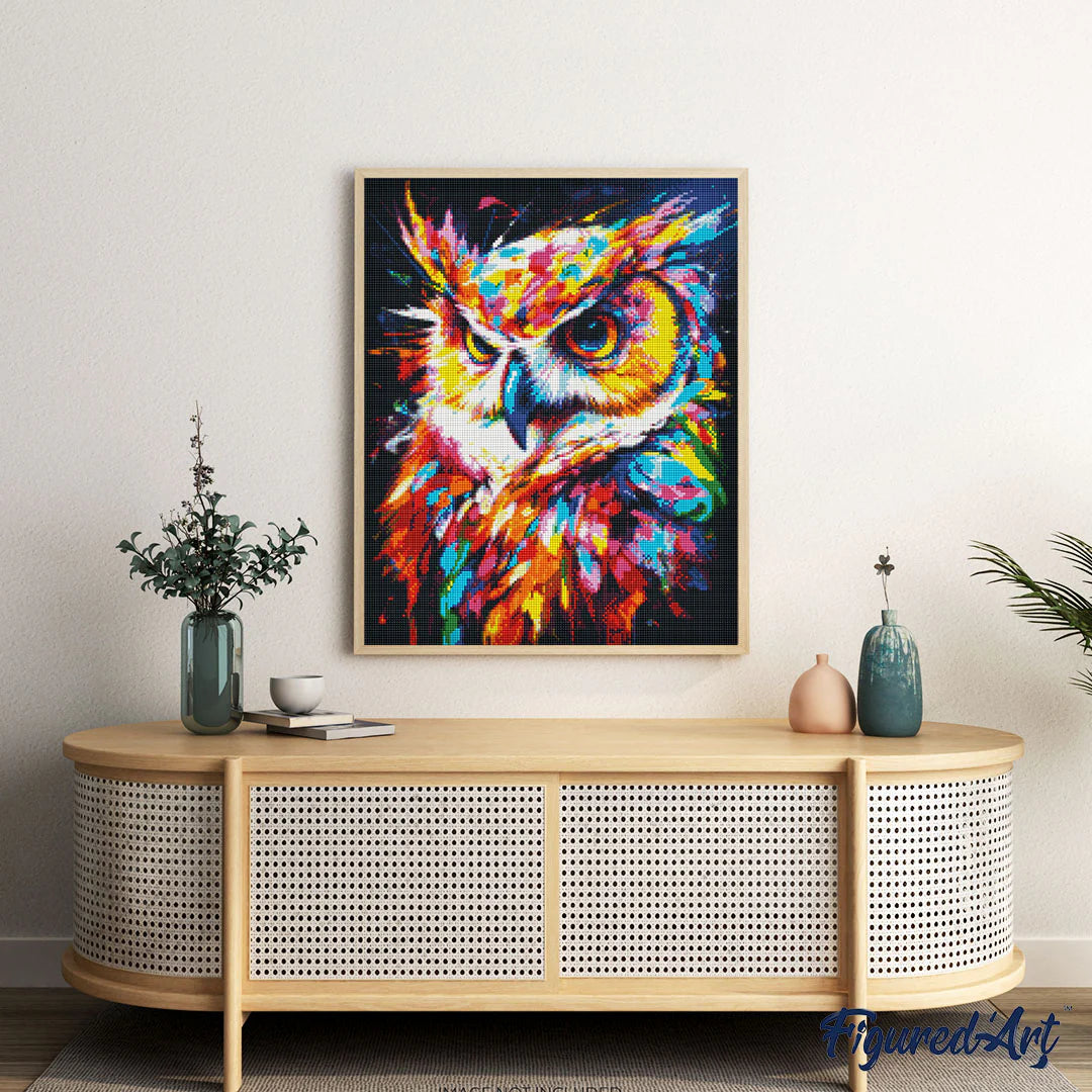 Diamond Art Kit Colorful Abstract Wildlife 40x50cm - Owl