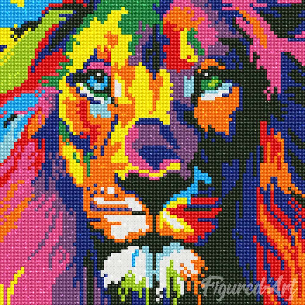 Diamond Art Kit 25x25cm - Lion Pop Art