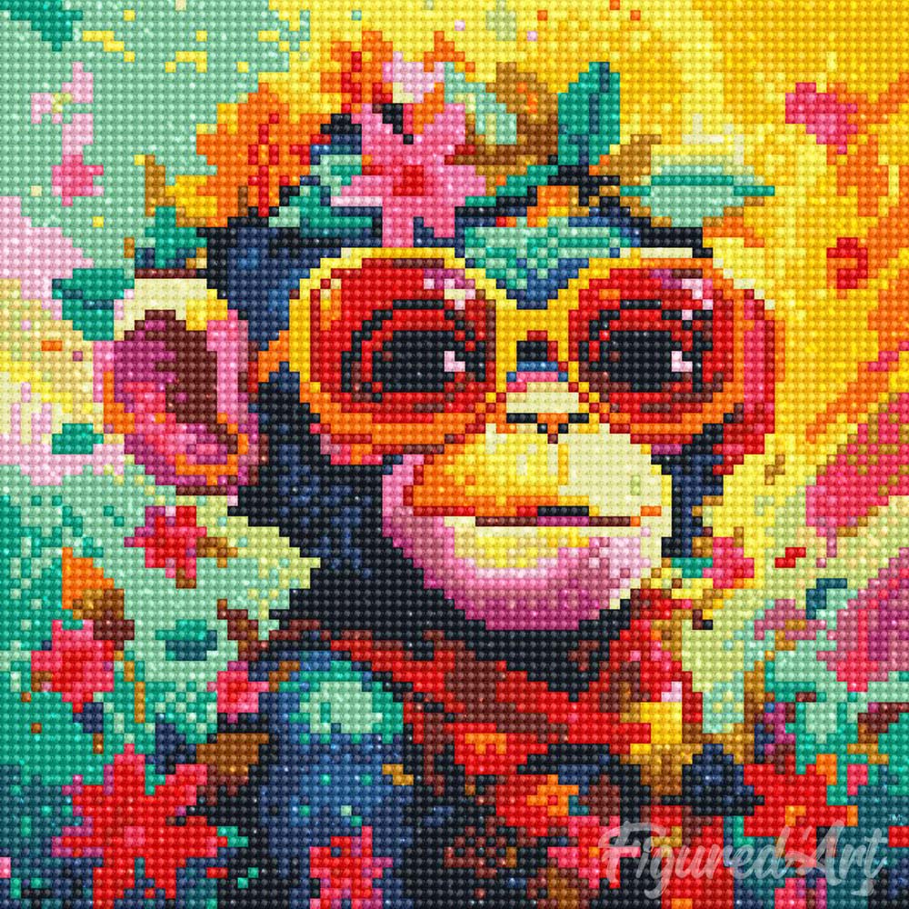 Diamond Art Kit 25x25cm - Fantasy Monkey & Flowers