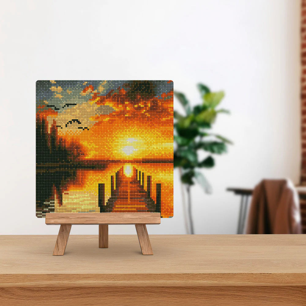 Diamond Art Kit 25x25cm - Golden Lake Sunset
